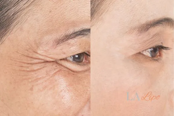 Before and after results of woman - HI-fu wrinkles reduction treatment Camden Town